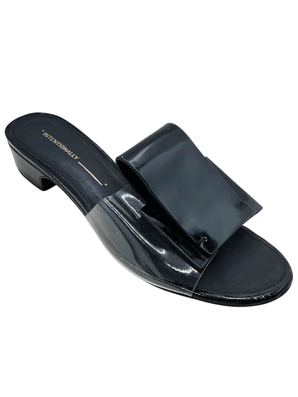 {Intentionally Blank} Clear Vinyl Ornamented Slide Sandals
